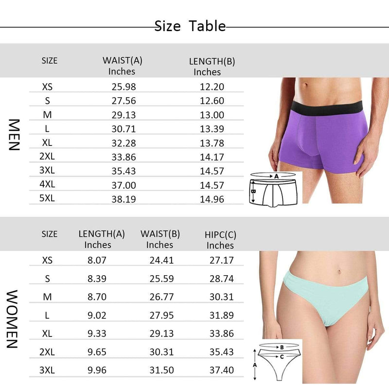 FacePajamas Women Underwear Custom Couple Matching Briefs with Face Personalized Photo Underwear Made For Couple Valentine's Day Gift