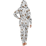 FacePajamas Hooded Onesie-2ML-ZD Custom Dog Face Foot Print Unisex Adult Hooded Onesie Jumpsuits with Pocket Personalized Zip One-piece Pajamas for Men and Women