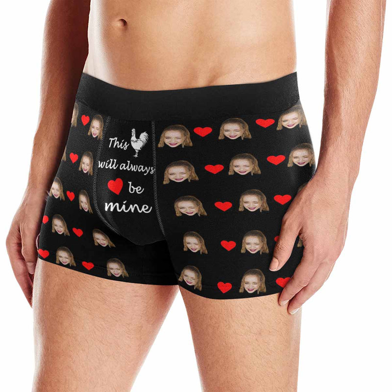 FacePajamas Men Underwear Custom Face Always Be Mine Men's Print Boxer Briefs Made for You Custom Underwear For Valentine's Day Gift