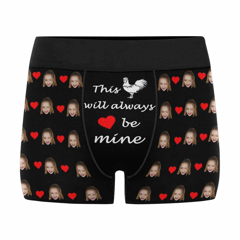 FacePajamas Men Underwear Custom Face Always Be Mine Men's Print Boxer Briefs Made for You Custom Underwear For Valentine's Day Gift