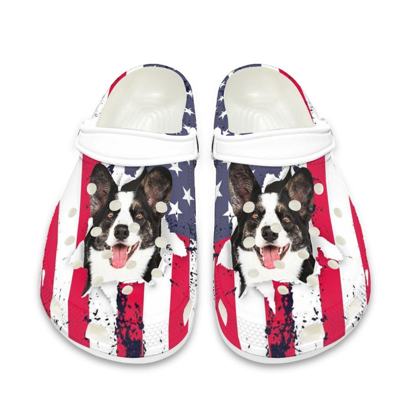 FacePajamas Hole Shoes-2ML-ZD Custom Face American Flag Hole Shoes Personalized Photo Clog Shoes Unisex Adult Funny Slippers (DHL is not supported)