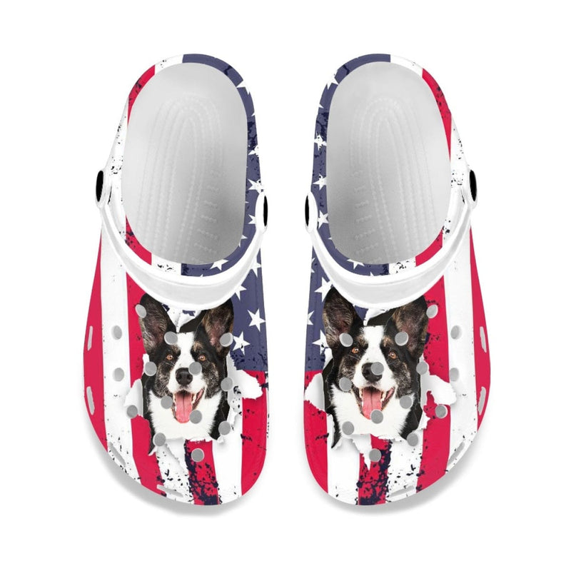 FacePajamas Hole Shoes-2ML-ZD Custom Face American Flag Hole Shoes Personalized Photo Clog Shoes Unisex Adult Funny Slippers (DHL is not supported)