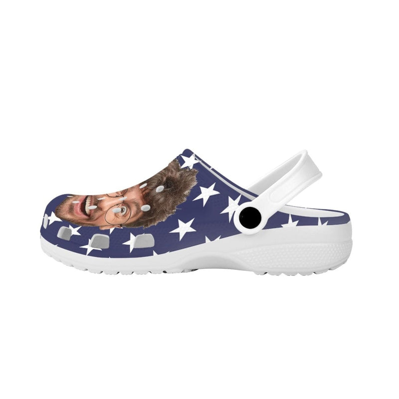 FacePajamas Hole Shoes-2ML-ZD Custom Face American Flag Hole Shoes Personalized Photo Clog Shoes Unisex Adult Funny Slippers (DHL is not supported)