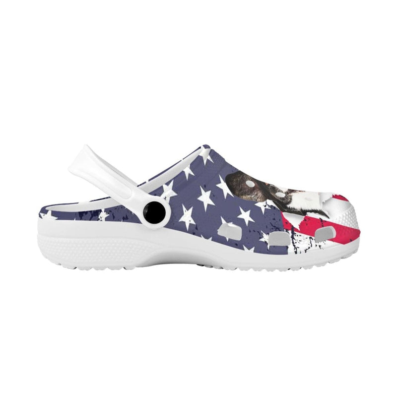 FacePajamas Hole Shoes-2ML-ZD Custom Face American Flag Hole Shoes Personalized Photo Clog Shoes Unisex Adult Funny Slippers (DHL is not supported)