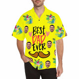 FacePajamas Hawaiian Shirt Custom Face Best Dad Ever Yellow Men's All Over Print Hawaiian Shirt