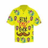 FacePajamas Hawaiian Shirt Custom Face Best Dad Ever Yellow Men's All Over Print Hawaiian Shirt