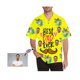 FacePajamas Hawaiian Shirt Custom Face Best Dad Ever Yellow Men's All Over Print Hawaiian Shirt