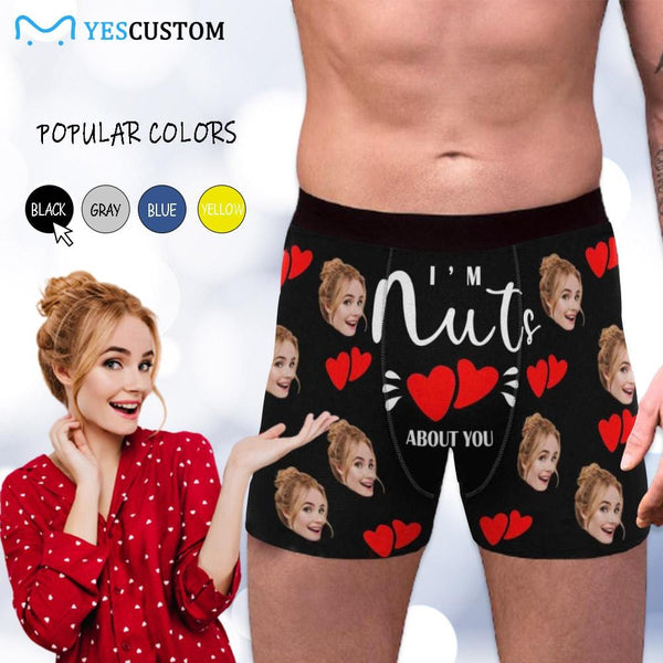 FacePajamas Men Underwear Custom Face Best Love Men's Boxer Brief Made for You Custom Underwear For Valentine's Day Gift