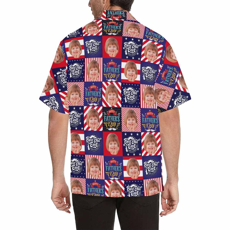 FacePajamas Hawaiian Shirt Custom Face Best Wish For Dad Men's All Over Print Hawaiian Shirt