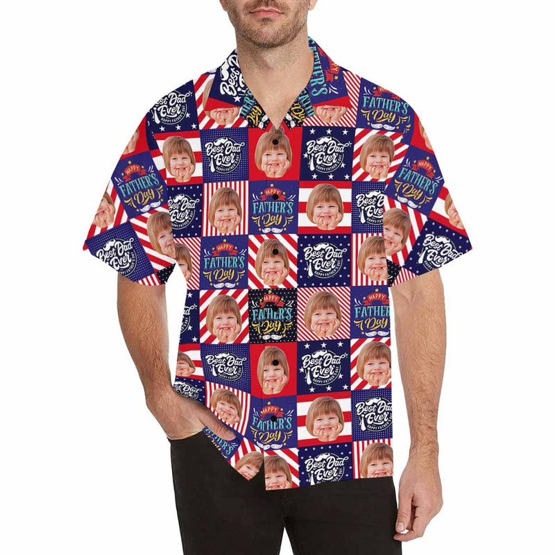 FacePajamas Hawaiian Shirt Custom Face Best Wish For Dad Men's All Over Print Hawaiian Shirt