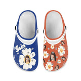FacePajamas Hole Shoes-2ML-ZD Custom Face Big Sun Flower Kid's Hole Shoes Personalized Photo Clog Shoes Child Funny Slippers
