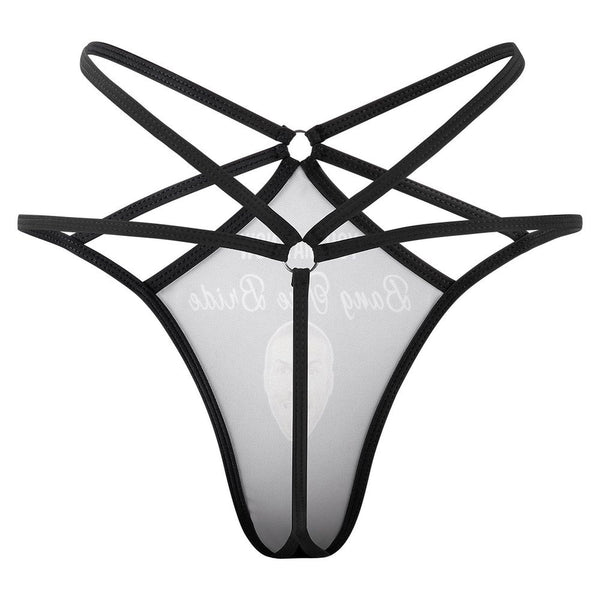 FacePajamas Women Underwear-1YN-SDS Custom Face Black Sexy Thongs T-Back Underwear for Women Personalized Women's G-String Panties