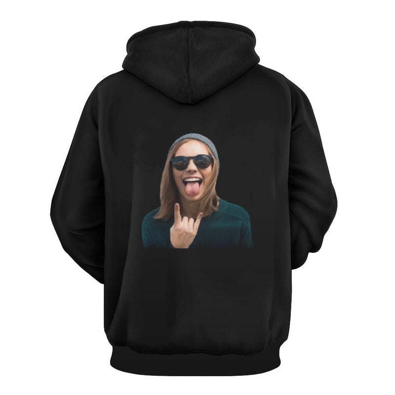 FacePajamas Hoodie-2WH-SDS Custom Face Black Unisex Hoodie Personalized Face Black?Hoodie?with?Design Large Size Loose Hoodie Top Outfits