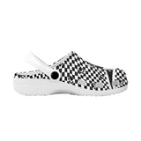 FacePajamas Hole Shoes-2ML-ZD Custom Face Black&White Grid Zipper Hole Shoes Personalized Photo Clog Shoes Unisex Adult Funny Slippers (DHL is not supported)