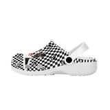 FacePajamas Hole Shoes-2ML-ZD Custom Face Black&White Grid Zipper Hole Shoes Personalized Photo Clog Shoes Unisex Adult Funny Slippers (DHL is not supported)