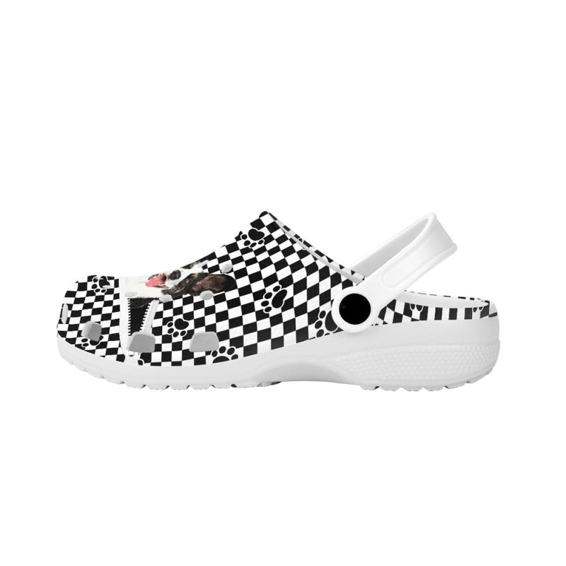 FacePajamas Hole Shoes-2ML-ZD Custom Face Black&White Grid Zipper Hole Shoes Personalized Photo Clog Shoes Unisex Adult Funny Slippers (DHL is not supported)