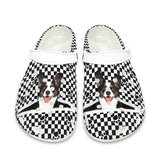 FacePajamas Hole Shoes-2ML-ZD Custom Face Black&White Grid Zipper Hole Shoes Personalized Photo Clog Shoes Unisex Adult Funny Slippers (DHL is not supported)