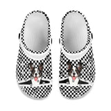 FacePajamas Hole Shoes-2ML-ZD Custom Face Black&White Grid Zipper Hole Shoes Personalized Photo Clog Shoes Unisex Adult Funny Slippers (DHL is not supported)