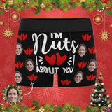 FacePajamas Men Underwear Custom Face Boxer Briefs I'm Nuts About You Personalized Photo Undies Face Boxer Underwear Valentine's Day for Him