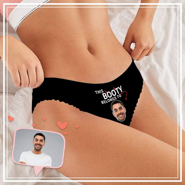 FacePajamas Women Underwear Custom Face Briefs Personalized Booty Belongs to You Panties Underwear with Photo Women's High-cut Briefs