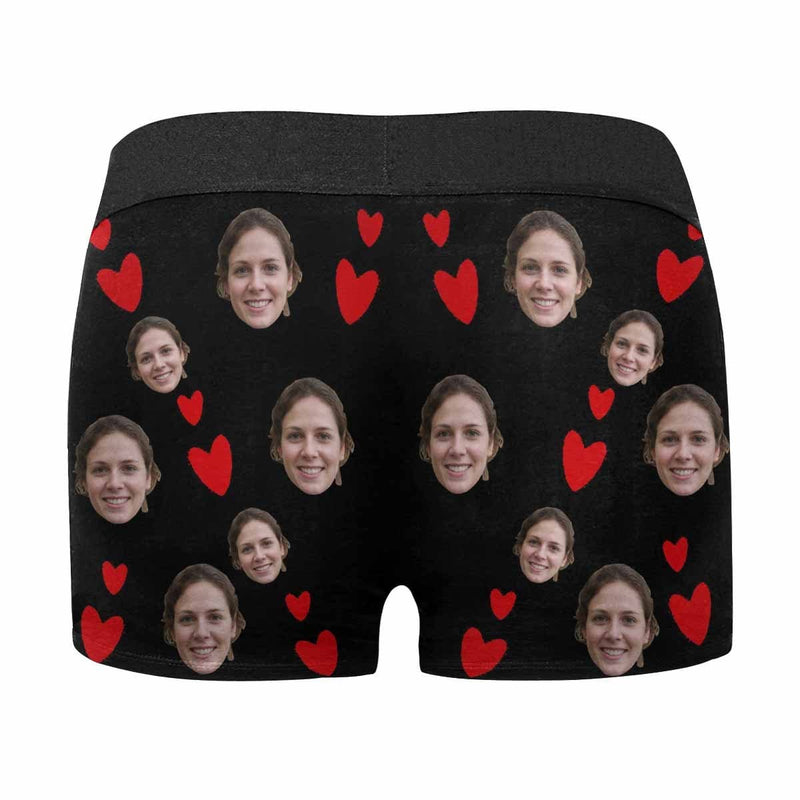 FacePajamas Men Underwear Custom Face Christmas Hat I Licked It Embrace Red Men's All-Over Print Boxer Briefs Unique Underwear For Valentine's Day Gift