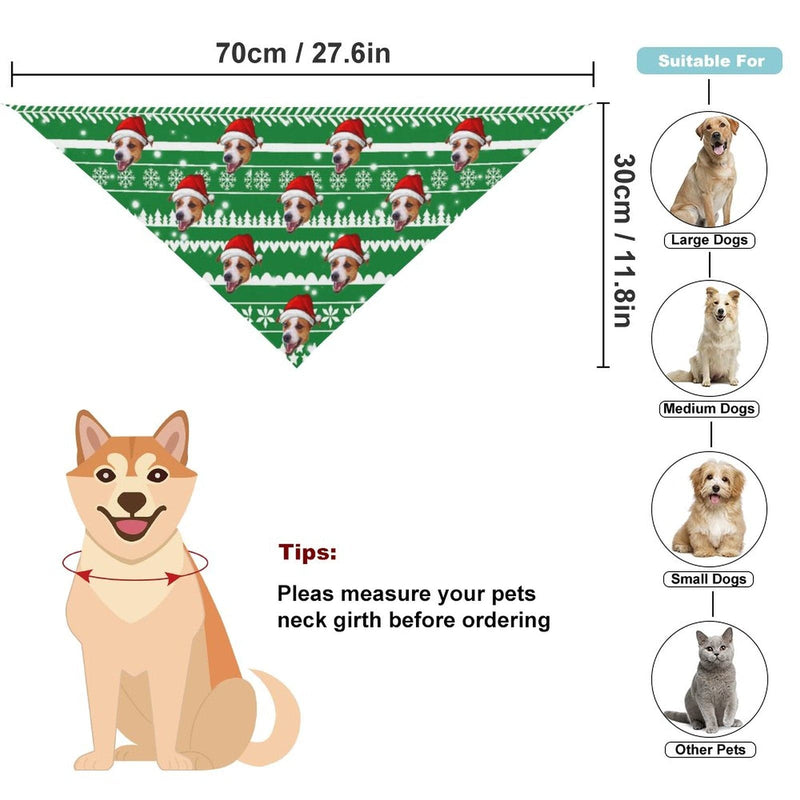 FacePajamas Pajama Pants& Bandana-2ML-SDS Custom Face Christmas Red Hat Snowflake Pajama Pants and Pet Dog Bandana