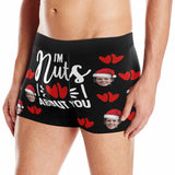 FacePajamas Men Underwear Custom Face Christmas Red Men's Print Boxer Briefs Personalized Underwear with Face for Men-I'm Nuts About You