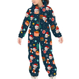 FacePajamas Hooded Onesie-Kid-2ML-ZD Custom Face Christmas Santa Hat Unisex Jumpsuits Zip Up Hoodie Onesie with Pockets for Kids Boys Girls