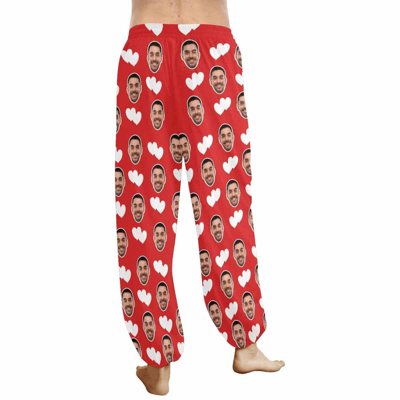 FacePajamas Sweatpants Custom Face Harem Pants White Heart Unisex All Over Print Red Personalized Yoga Pants