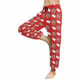 FacePajamas Sweatpants Custom Face Harem Pants White Heart Unisex All Over Print Red Personalized Yoga Pants