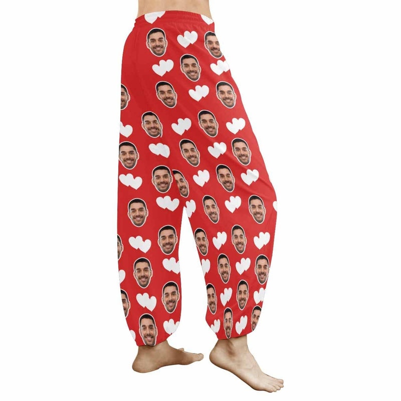 FacePajamas Sweatpants Custom Face Harem Pants White Heart Unisex All Over Print Red Personalized Yoga Pants