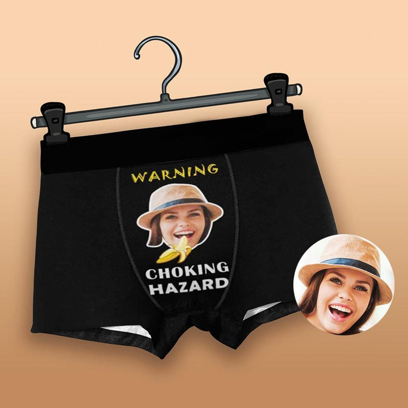 FacePajamas Men Underwear Custom Face Hazard Men's Boxer Briefs Made for You Personalized Underwear For Valentine's Day Gift