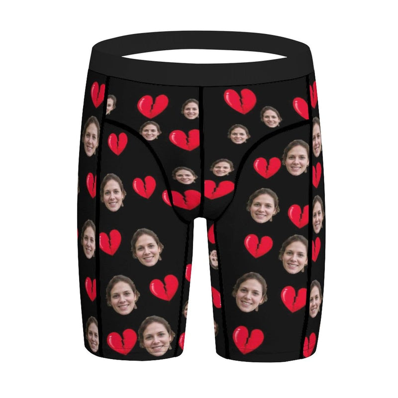 FacePajamas Sports Briefs-2GG-SDS Custom Face Heart Men's Sports Boxer Briefs Put Your Face on Custom Underwear For Valentine's Day Gift