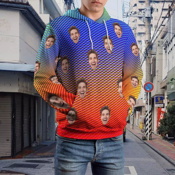 FacePajamas Hoodie-2WH-SDS Custom Face Hoodie Cool?Hoodie?Designs Colorful Large Size Hooded Pullover Personalized Big Face Loose Hoodie Top Outfits