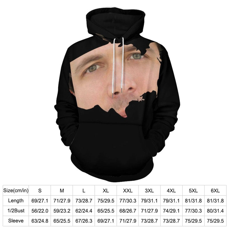 FacePajamas Hoodie-2WH-SDS Custom Face Hoodie Irregular Shape Unisex Large Size Hooded Pullover Personalized Big Face Loose Hoodie Top Outfits