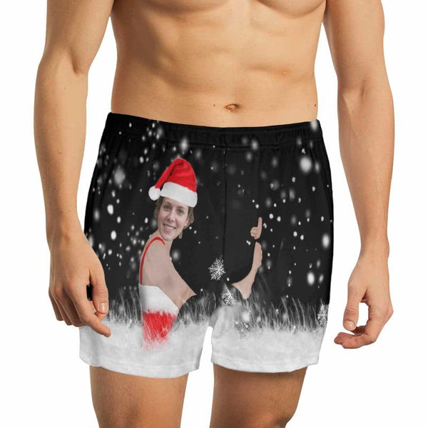 FacePajamas Men Underwear-shorts Custom Face Hug Funny Christmas Boxer Shorts Pure Cotton Shorts for Men