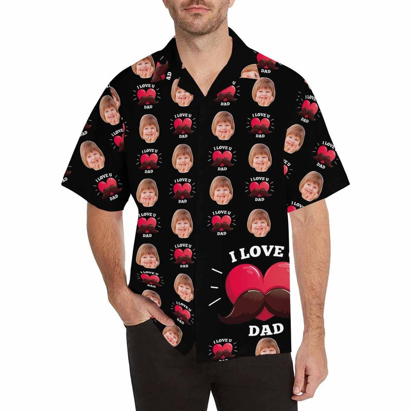 FacePajamas Hawaiian Shirt Custom Face I Love You Dad Men's All Over Print Hawaiian Shirt