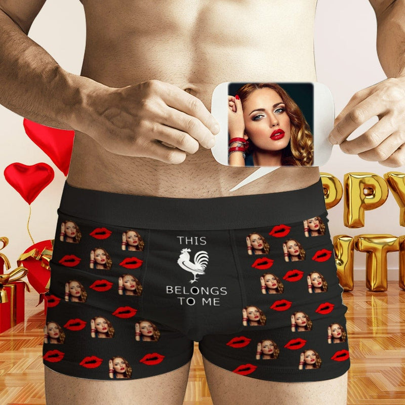 FacePajamas Men Underwear Custom Face Lip Cock Men's Boxer Briefs Print Your Own Personalized Photo Boxers Underwear For Valentine's Day Gift