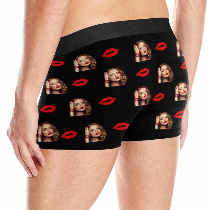 FacePajamas Men Underwear Custom Face Lip Cock Men's Boxer Briefs Print Your Own Personalized Photo Boxers Underwear For Valentine's Day Gift