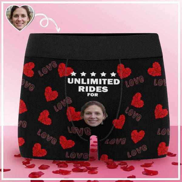 FacePajamas Men Underwear Custom Face Love Men's Boxer Briefs  Personalized Boxers Unlimited Rides Underwear Customized Valentine Gift for Husband