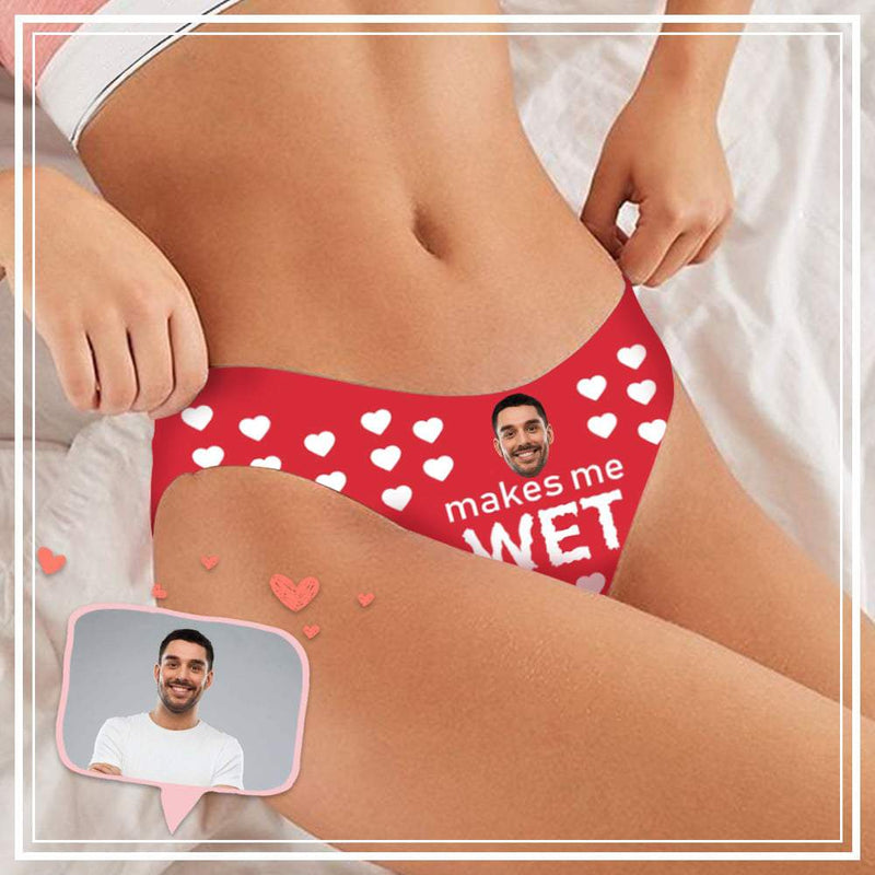 FacePajamas Women Underwear Custom Face Makes Me Wet Underwear Personalized Women's Lingerie Classic Thongs Valentine's Day Gift For Her