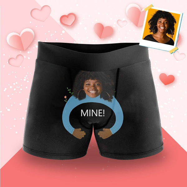 FacePajamas Men Underwear Custom Face Men's?Undies Dark Skin Mine Embrace Men's Print Boxer Briefs Print Your Own Personalized Underwear For Valentine's Day Gift