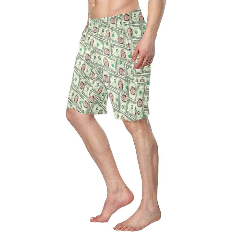 FacePajamas Beach Shorts Custom Face Money Personalized Photo Men's Elastic Beach Shorts