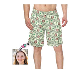 FacePajamas Beach Shorts Custom Face Money Personalized Photo Men's Elastic Beach Shorts