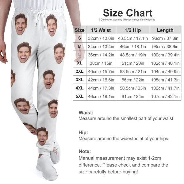 FacePajamas Sweatpants-2WH-SDS Custom Face Multicolor Sweatpants Unisex Personalized Closed Bottom Casual Joggers