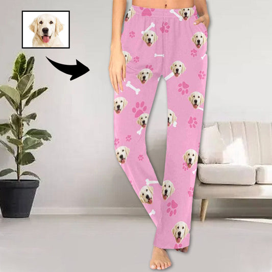 FacePajamas Pajama Pants Custom Face Pajama Pants Dog Smiley Face Sleepwear for Women