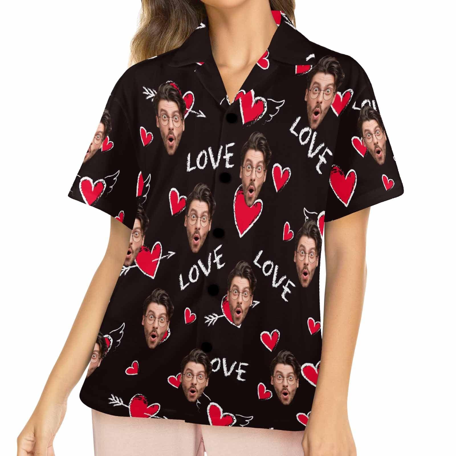 FacePajamas Custom Face Pajama Top Love Heart Loungewear for Women