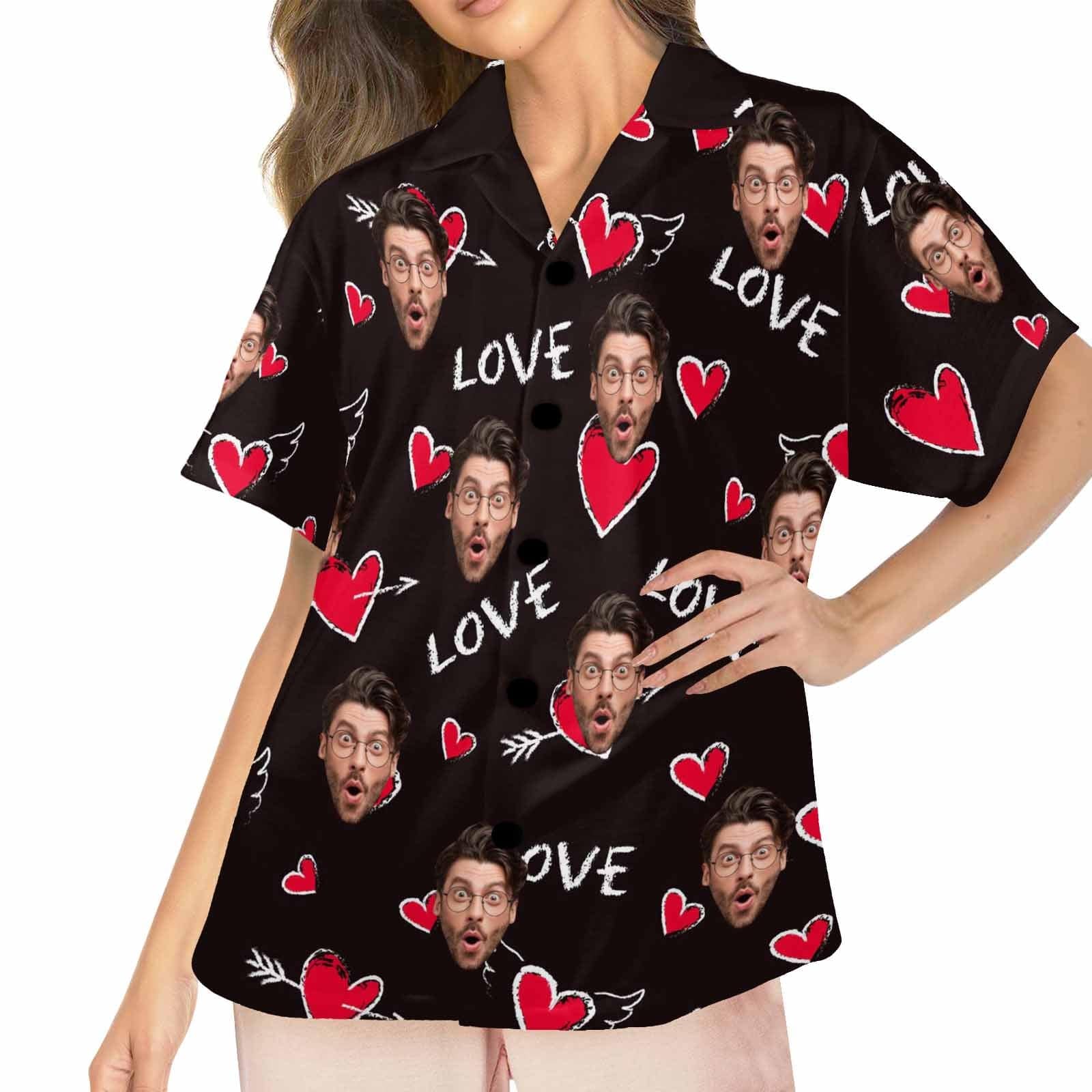 FacePajamas Custom Face Pajama Top Love Heart Loungewear for Women