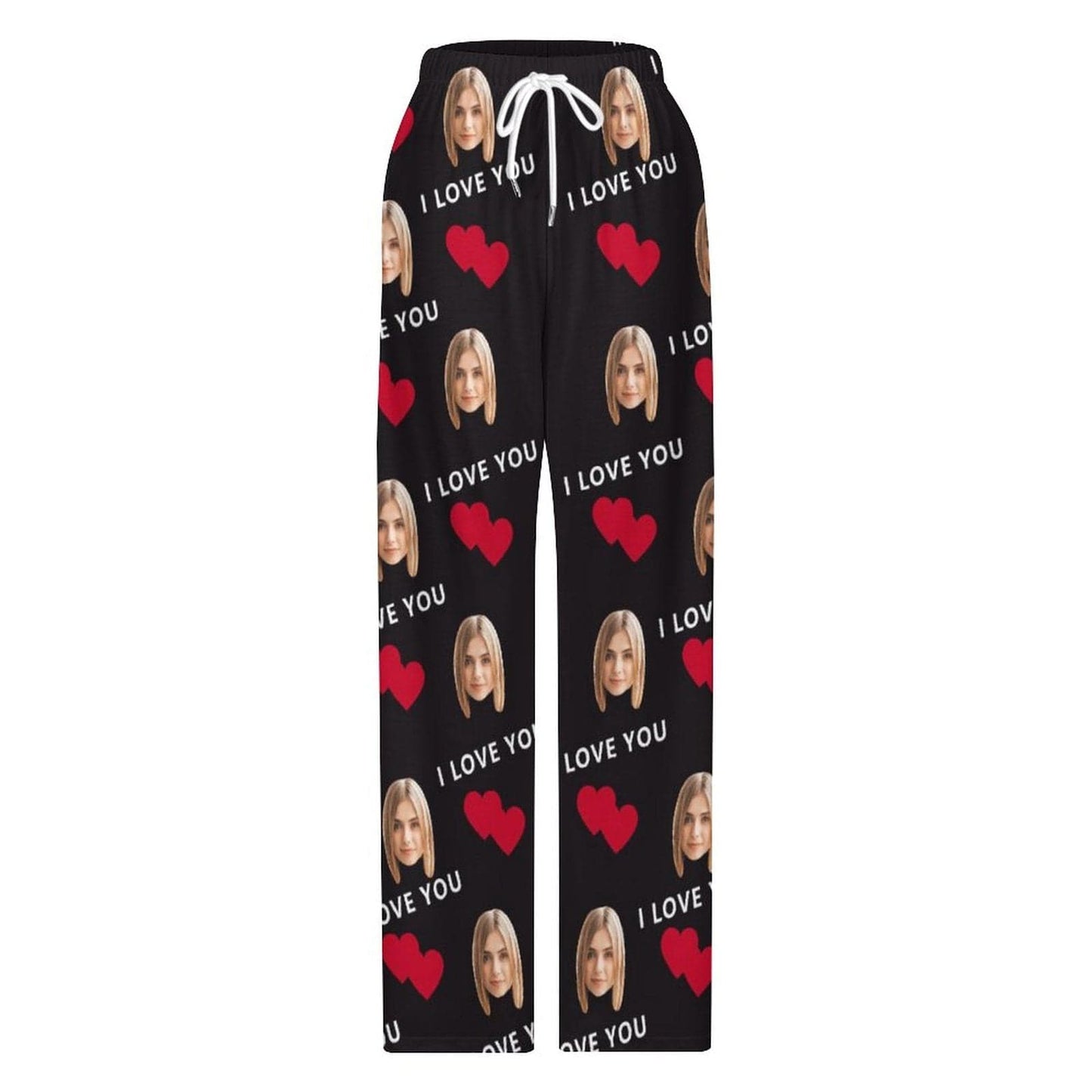 FacePajamas Pajama Pants& Bandana-2ML-SDS Custom Face Red Heart&I Love You Pajama Pants and Pet Dog Bandana