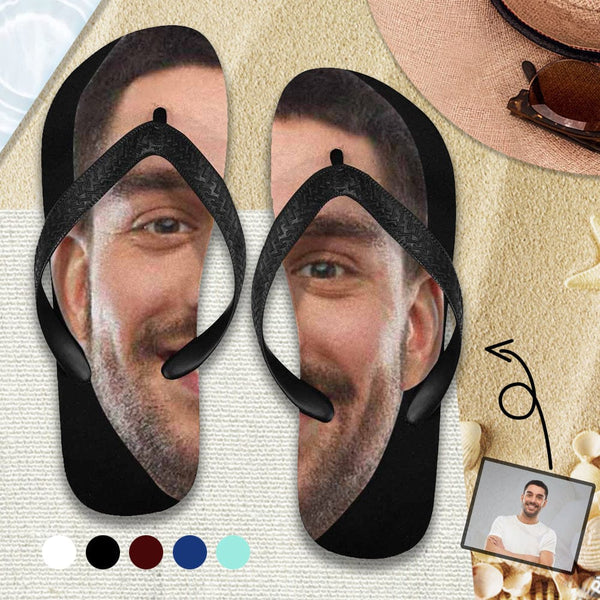 FacePajamas Flip flops Custom Face Splitting Flip Flops for Men and Women Personalized Beach Hawaiian Flip Flops Funny Gift for Vacation, Wedding Ideas